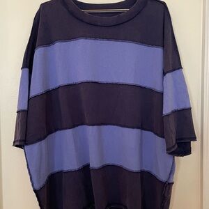 Free People (we the free) Oversized Blue Striped T-Shirt NWT Size M